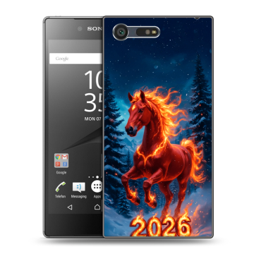 Пластиковый чехол на Sony Xperia X Compact с принтом Новый год коня