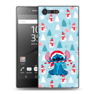 Пластиковый чехол на Sony Xperia X Compact с принтом Стич Новый год