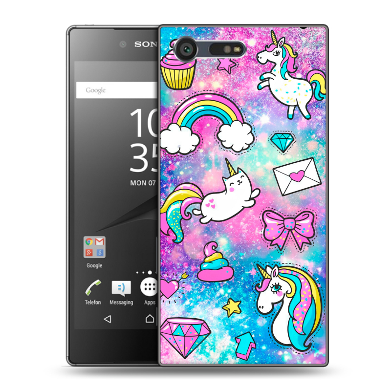 Пластиковый чехол на Sony Xperia X Compact с принтом Единороги Пластиковый чехол на Sony Xperia X Compact с принтом Единороги
