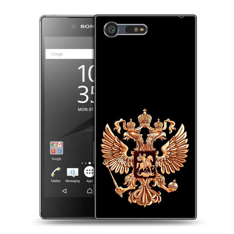 Пластиковый чехол на Sony Xperia X Compact с принтом Герб России золотой Пластиковый чехол на Sony Xperia X Compact с принтом Герб России золотой