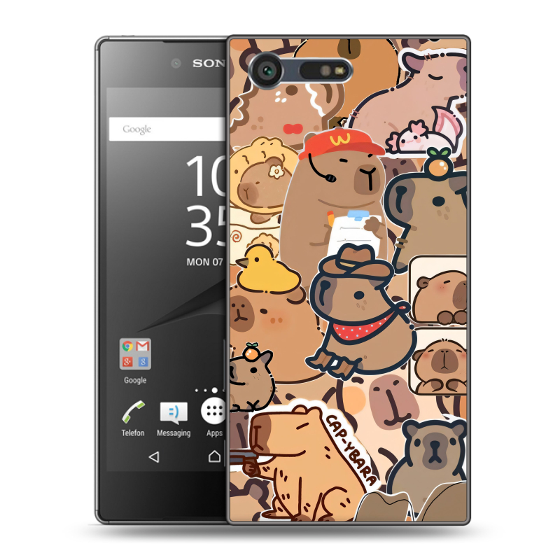 Пластиковый чехол на Sony Xperia X Compact с принтом капибара Пластиковый чехол на Sony Xperia X Compact с принтом капибара