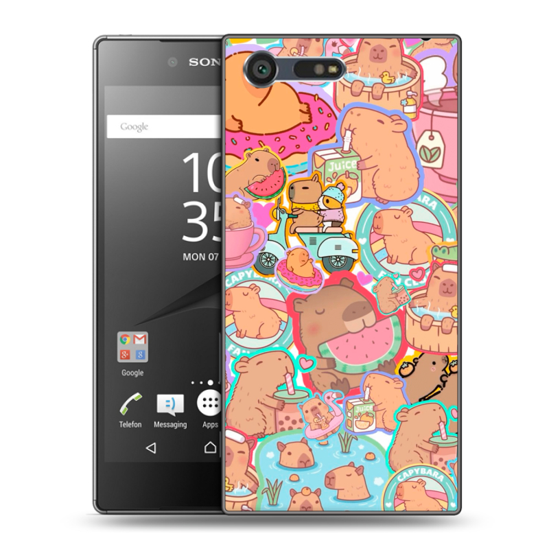 Пластиковый чехол на Sony Xperia X Compact с принтом капибары Пластиковый чехол на Sony Xperia X Compact с принтом капибары