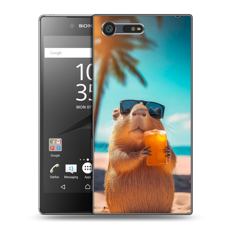 Пластиковый чехол на Sony Xperia X Compact с принтом Капибара Пластиковый чехол на Sony Xperia X Compact с принтом Капибара