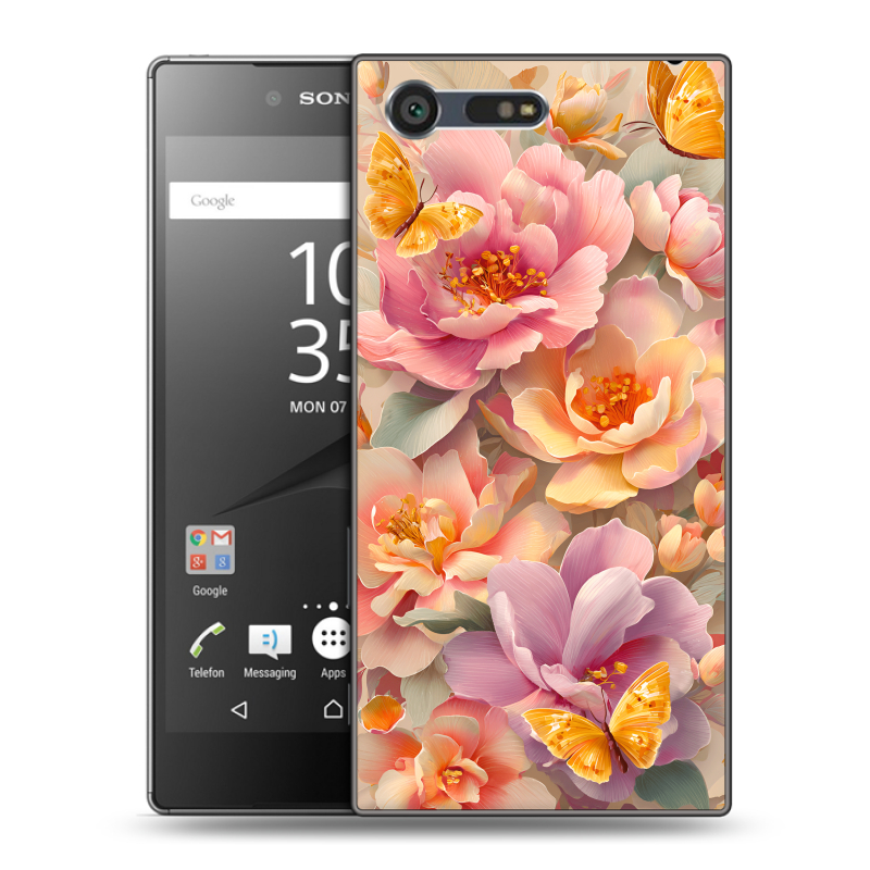 Пластиковый чехол на Sony Xperia X Compact с принтом Цветы и бабочки Пластиковый чехол на Sony Xperia X Compact с принтом Цветы и бабочки