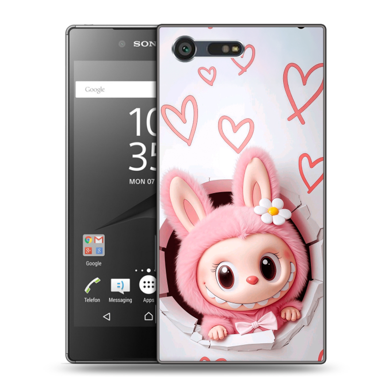 Пластиковый чехол на Sony Xperia X Compact с принтом Labubu Лабубу Пластиковый чехол на Sony Xperia X Compact с принтом Labubu Лабубу