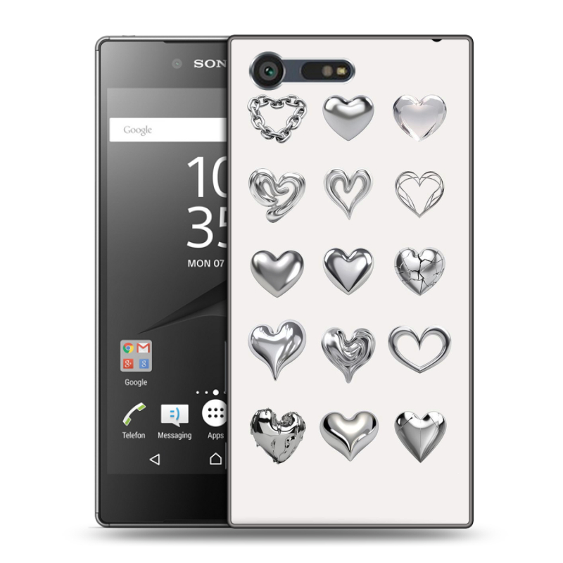 Пластиковый чехол на Sony Xperia X Compact с принтом Y2K сердечки Пластиковый чехол на Sony Xperia X Compact с принтом Y2K сердечки