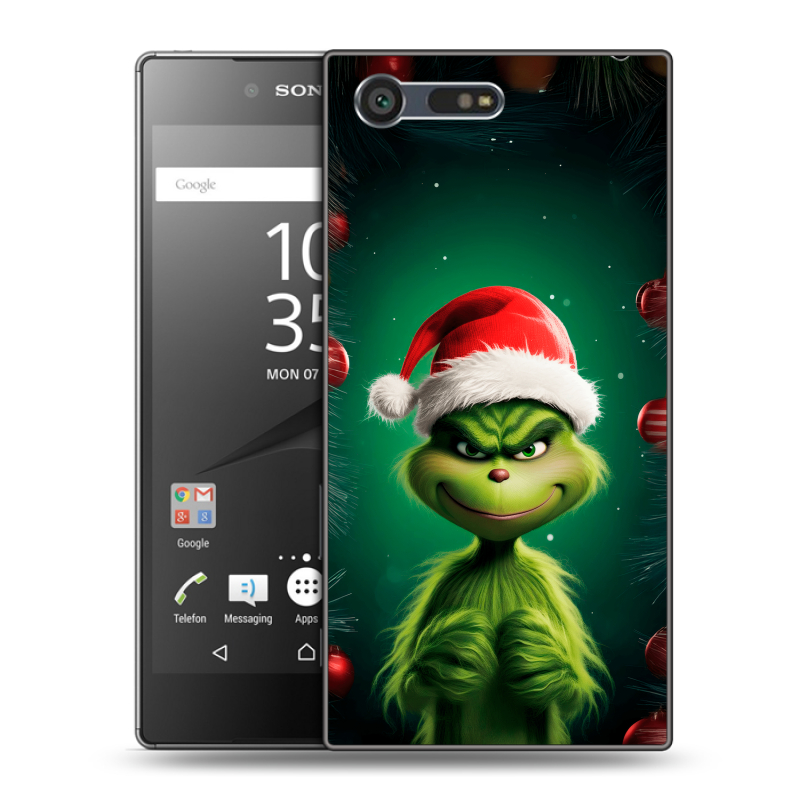 Пластиковый чехол на Sony Xperia X Compact с принтом Гринч Новый год Рождество Пластиковый чехол на Sony Xperia X Compact с принтом Гринч Новый год Рождество