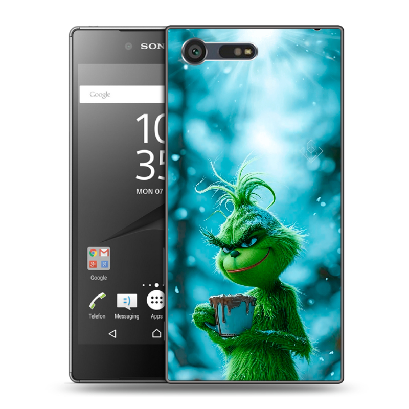Пластиковый чехол на Sony Xperia X Compact с принтом Новый год гринч Пластиковый чехол на Sony Xperia X Compact с принтом Новый год гринч