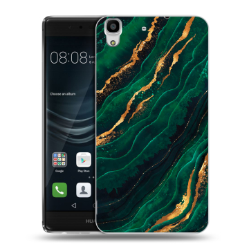 Силиконовый чехол на Huawei Y6II с принтом Мрамор зеленое золото Силиконовый чехол на Huawei Y6II с принтом Мрамор зеленое золото