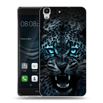 Силиконовый чехол на Huawei Y6II с принтом Темный леопард Силиконовый чехол на Huawei Y6II с принтом Темный леопард
