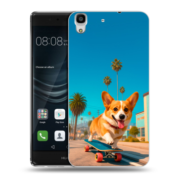 Силиконовый чехол на Huawei Y6II с принтом Корги на скейте Силиконовый чехол на Huawei Y6II с принтом Корги на скейте
