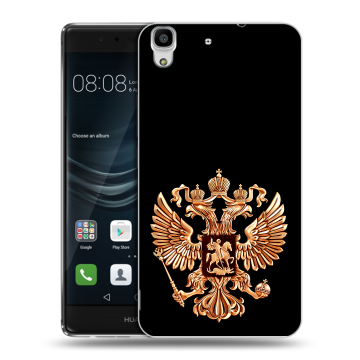 Силиконовый чехол на Huawei Y6II с принтом Герб России золотой Силиконовый чехол на Huawei Y6II с принтом Герб России золотой
