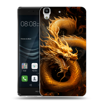 Силиконовый чехол на Huawei Y6II с принтом Золотой дракон Силиконовый чехол на Huawei Y6II с принтом Золотой дракон