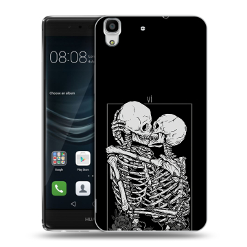 Силиконовый чехол на Huawei Y6II с принтом Поцелуй скелетов Силиконовый чехол на Huawei Y6II с принтом Поцелуй скелетов