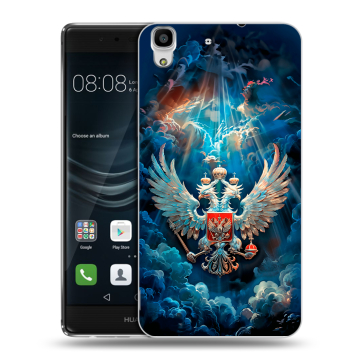 Силиконовый чехол на Huawei Y6II с принтом Герб флаг России