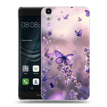 Силиконовый чехол на Huawei Y6II с принтом бабочки и лаванда