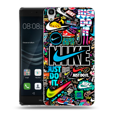 Силиконовый чехол на Huawei Y6II с принтом найк nike черный Силиконовый чехол на Huawei Y6II с принтом найк nike черный