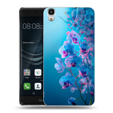 Силиконовый чехол на Huawei Y6II с принтом голубые орхидеи