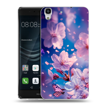 Силиконовый чехол на Huawei Y6II с принтом цветы бабочки