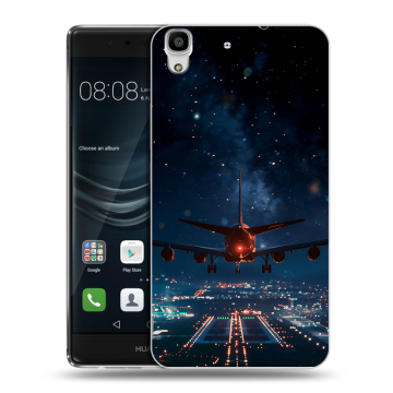 Силиконовый чехол на Huawei Y6II с принтом самолет