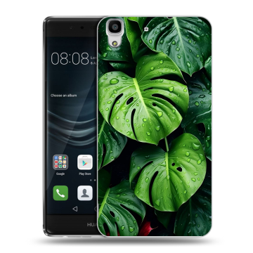 Силиконовый чехол на Huawei Y6II с принтом Листья