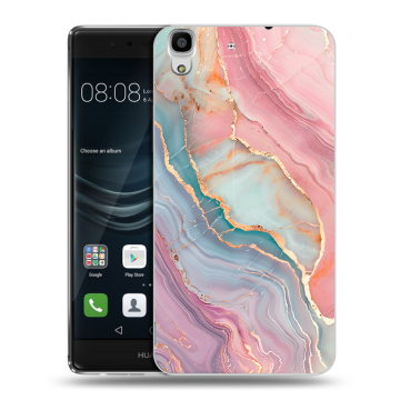 Силиконовый чехол на Huawei Y6II с принтом розовый мрамор Силиконовый чехол на Huawei Y6II с принтом розовый мрамор