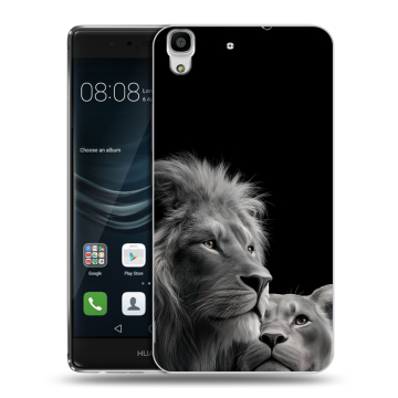 Силиконовый чехол на Huawei Y6II с принтом Лев кошки