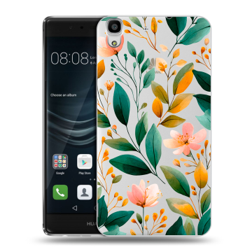 Силиконовый чехол на Huawei Y6II с принтом Цветы паттерн