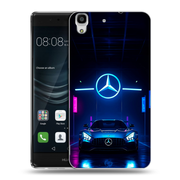 Силиконовый чехол на Huawei Y6II с принтом Mercedes Мерседес Силиконовый чехол на Huawei Y6II с принтом Mercedes Мерседес