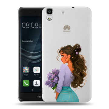 Силиконовый чехол на Huawei Y6II с принтом девушка цветы