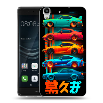 Силиконовый чехол на Huawei Y6II с принтом машины тачки