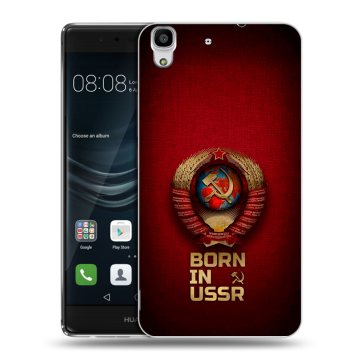 Силиконовый чехол на Huawei Y6II с принтом Флаг Герб СССР