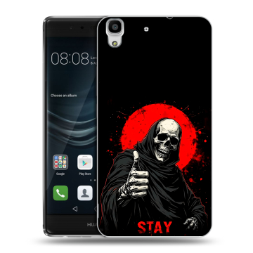 Силиконовый чехол на Huawei Y6II с принтом смешной скелет