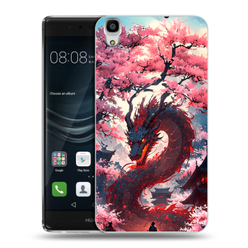 Силиконовый чехол на Huawei Y6II с принтом Дракон Японский Силиконовый чехол на Huawei Y6II с принтом Дракон Японский