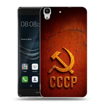 Силиконовый чехол на Huawei Y6II с принтом Флаг Герб СССР Силиконовый чехол на Huawei Y6II с принтом Флаг Герб СССР