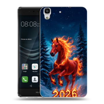 Силиконовый чехол на Huawei Y6II с принтом Новый год коня