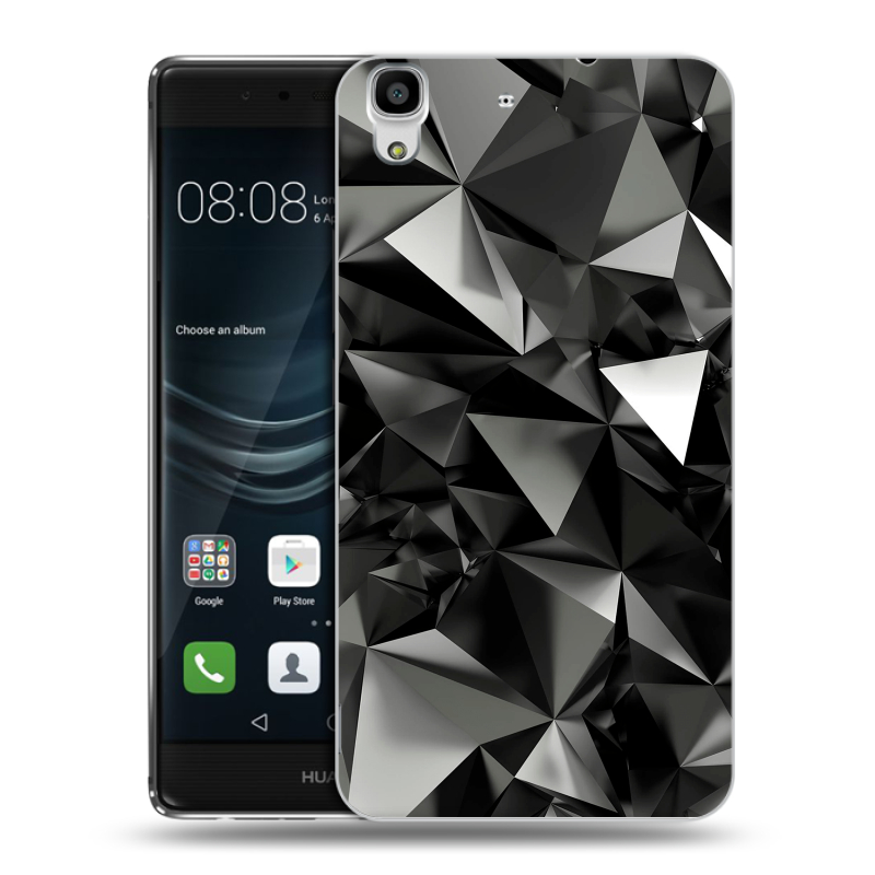 Силиконовый чехол на Huawei Y6II с принтом Черные кристаллы Силиконовый чехол на Huawei Y6II с принтом Черные кристаллы