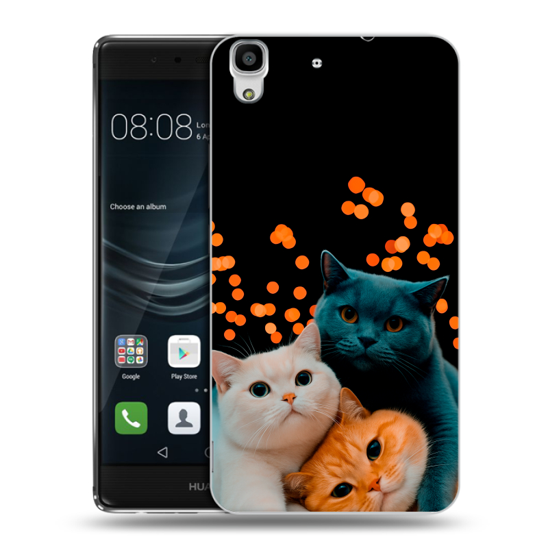 Пластиковый чехол на Huawei Y6II с принтом Кошки Пластиковый чехол на Huawei Y6II с принтом Кошки