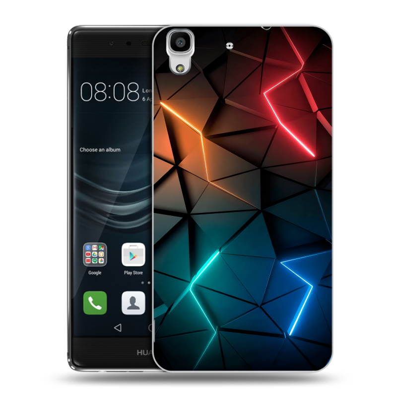 Пластиковый чехол на Huawei Y6II с принтом Абстракция неон Пластиковый чехол на Huawei Y6II с принтом Абстракция неон