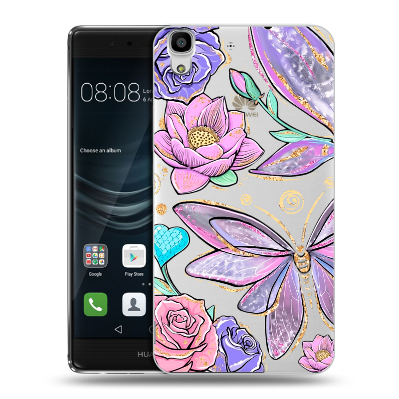 Силиконовый чехол на Huawei Y6II с принтом Бабочки и цветы Силиконовый чехол на Huawei Y6II с принтом Бабочки и цветы