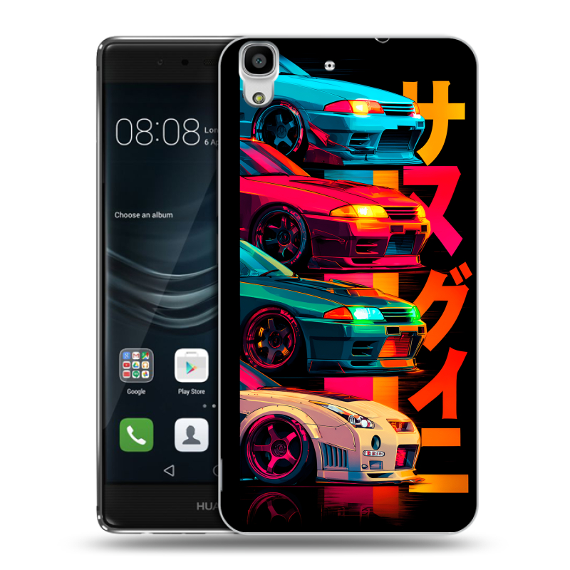 Силиконовый чехол на Huawei Y6II с принтом Гоночные машины Силиконовый чехол на Huawei Y6II с принтом Гоночные машины