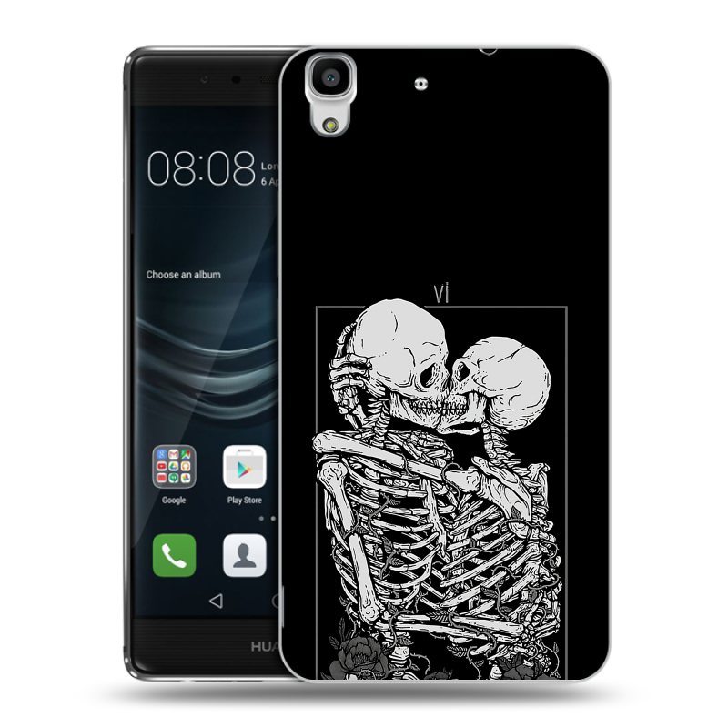 Пластиковый чехол на Huawei Y6II с принтом Поцелуй скелетов Пластиковый чехол на Huawei Y6II с принтом Поцелуй скелетов