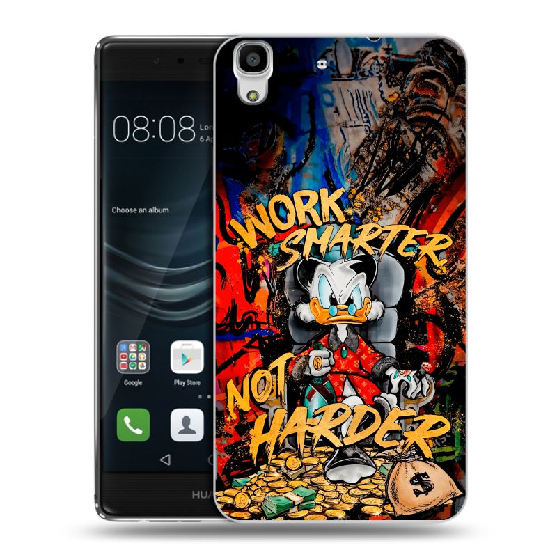 Силиконовый чехол на Huawei Y6II с принтом Дональд Дак Деньги Силиконовый чехол на Huawei Y6II с принтом Дональд Дак Деньги