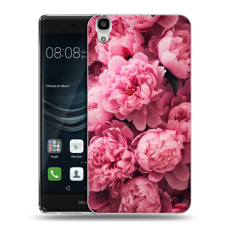 Пластиковый чехол на Huawei Y6II с принтом цветы пионы Пластиковый чехол на Huawei Y6II с принтом цветы пионы