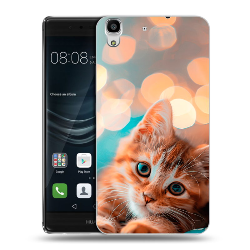 Силиконовый чехол на Huawei Y6II с принтом котик Силиконовый чехол на Huawei Y6II с принтом котик