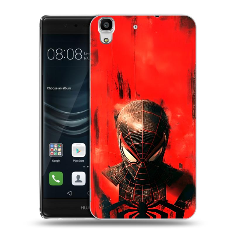 Пластиковый чехол на Huawei Y6II с принтом человек паук spiderman Пластиковый чехол на Huawei Y6II с принтом человек паук spiderman