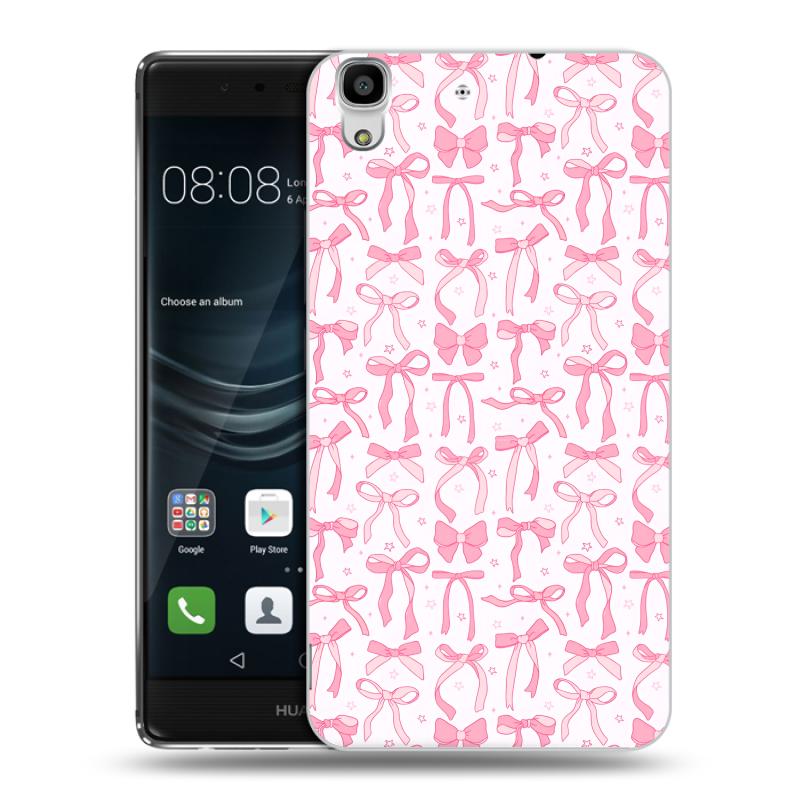 Силиконовый чехол на Huawei Y6II с принтом Розовые бантики Силиконовый чехол на Huawei Y6II с принтом Розовые бантики
