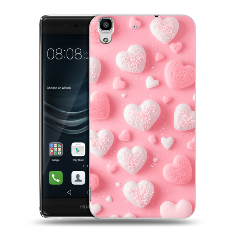Силиконовый чехол на Huawei Y6II с принтом Сердечки Силиконовый чехол на Huawei Y6II с принтом Сердечки