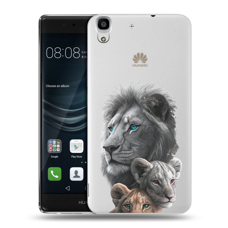 Силиконовый чехол на Huawei Y6II с принтом Львы Силиконовый чехол на Huawei Y6II с принтом Львы