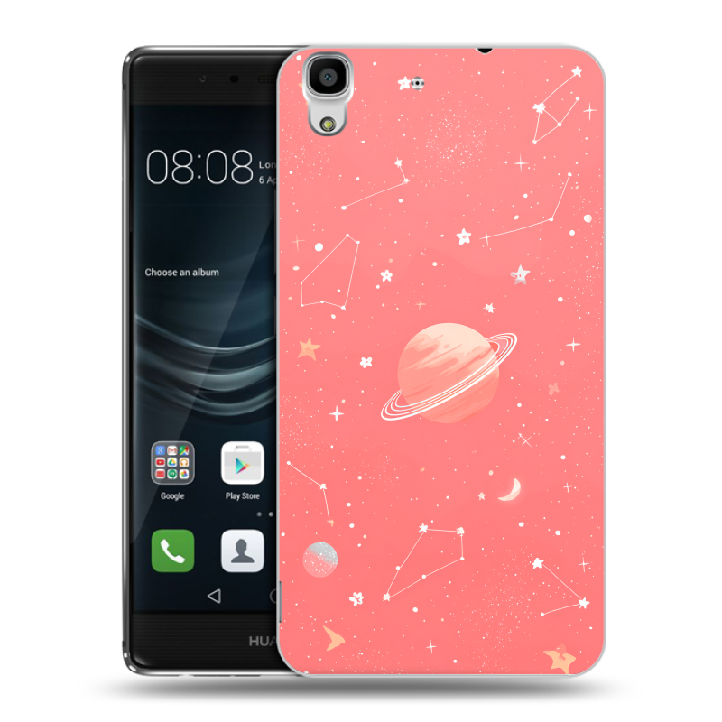 Силиконовый чехол на Huawei Y6II с принтом Розовый космос Силиконовый чехол на Huawei Y6II с принтом Розовый космос